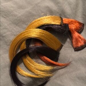 Vibrant Hair Extensions Set - Gold, Orange, Black 6 pieces